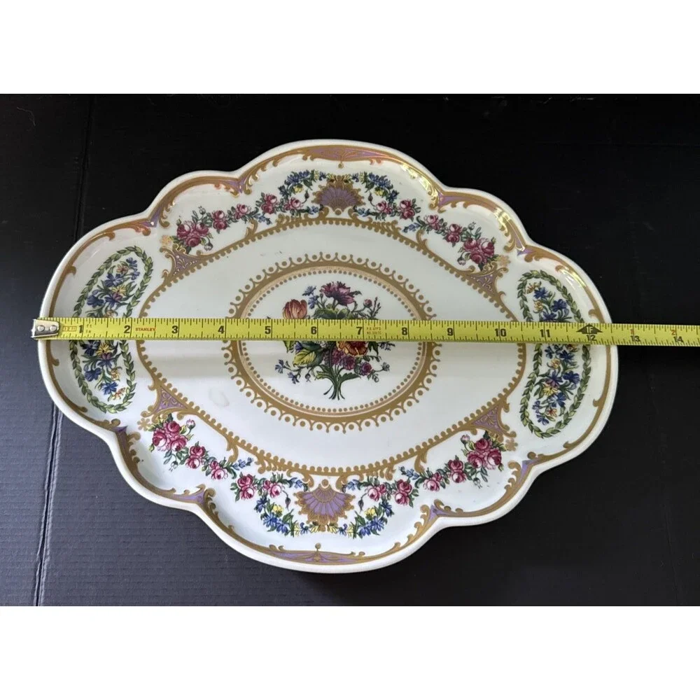 Andrea By Sadek Collection Sevres Ceramic Serving Sandwich Vanity Platter Tray